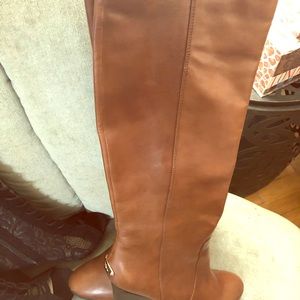 Cognac colored Coach Boots with wedge